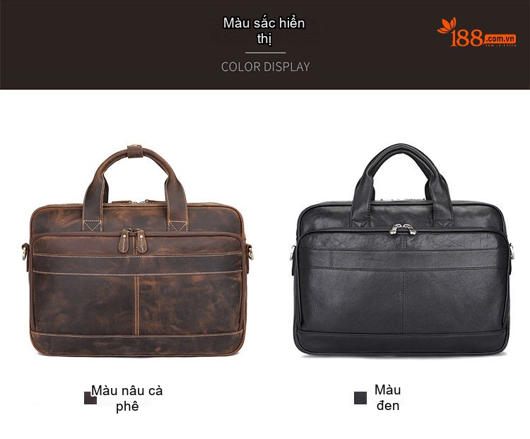 Túi Xách Nam Da Thật Phong Cách Âu Mỹ Retro Đựng Tài Liệu A4 Có Quai Xách Tay Và Đeo Chéo Màu Nâu chi tiết 8