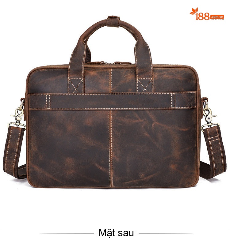Túi Xách Nam Da Thật Phong Cách Âu Mỹ Retro Đựng Tài Liệu A4 Có Quai Xách Tay Và Đeo Chéo Màu Nâu chi tiết 15