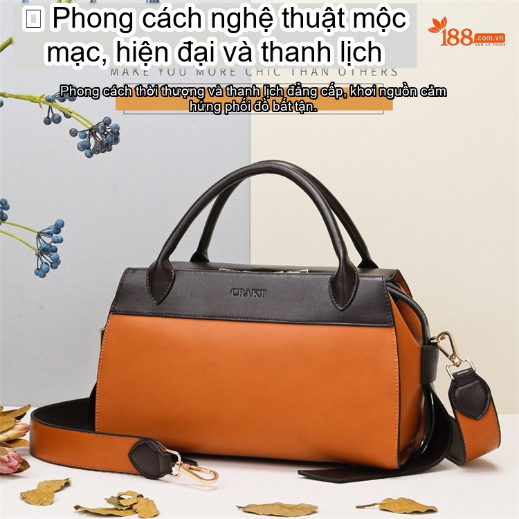 Túi Xách Nữ Boston Đeo Vai/Xách Tay Da Bóng Sức Chứa Lớn Thời Trang Màu Nâu, Đen chi tiết 1