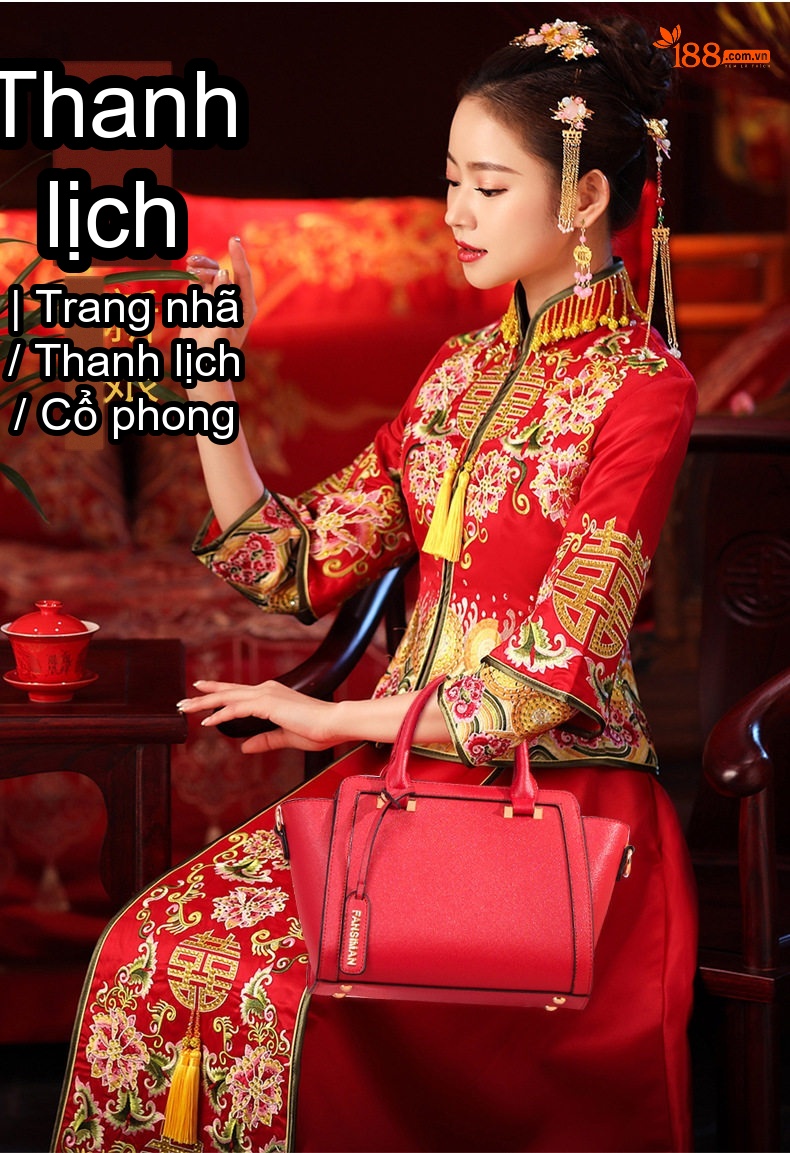 Túi Xách Nữ Công Sở Da Bóng Quai Xách Tay Đeo Vai Dung Tích Lớn Màu Đỏ, Đen chi tiết 3