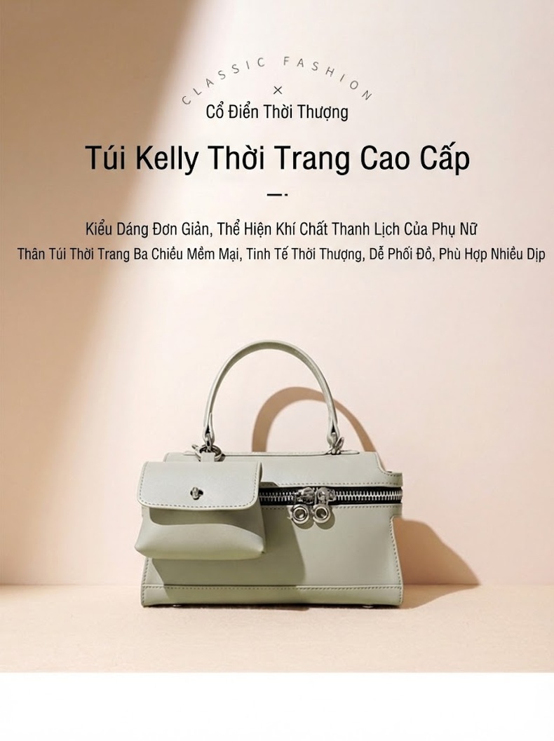 Túi Xách Nữ Công Sở Retro Thiết Kế Nhỏ Gọn Quai Xách Tay Đeo Chéo Màu Xanh, Nâu, Đen... chi tiết 2