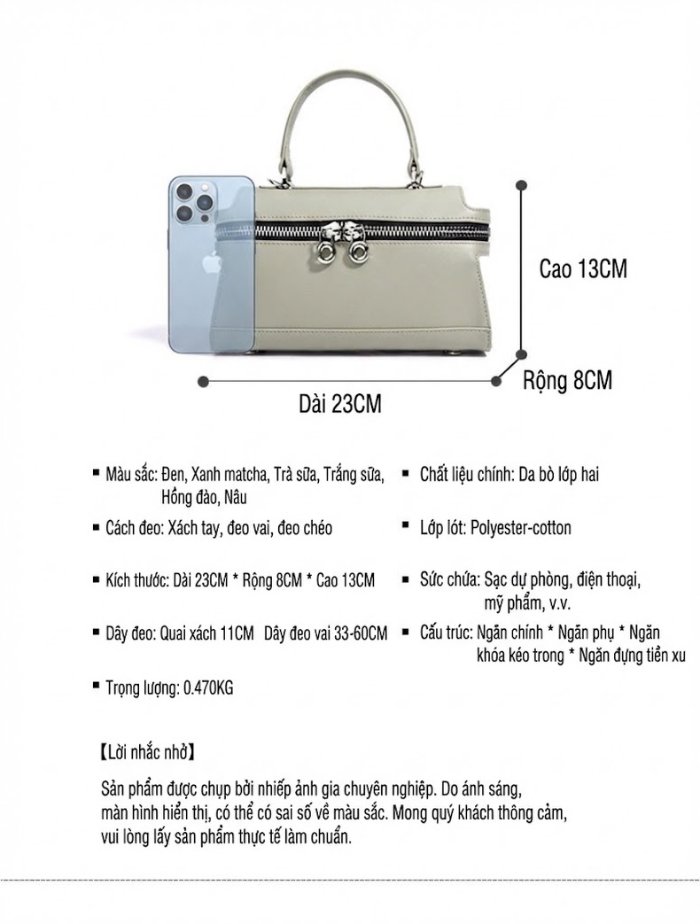 Túi Xách Nữ Công Sở Retro Thiết Kế Nhỏ Gọn Quai Xách Tay Đeo Chéo Màu Xanh, Nâu, Đen... chi tiết 8