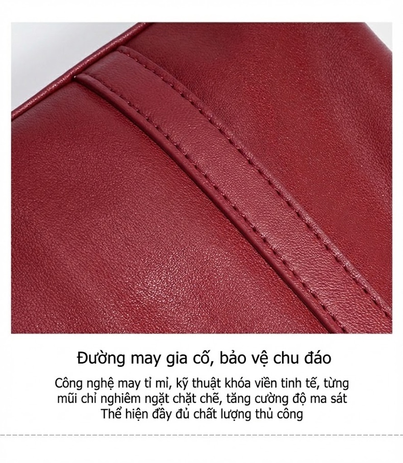 Túi Xách Nữ Da Bò Boston Đeo Vai Hàng Hiệu, Túi Pillow Size Lớn Màu Đỏ, Đen, Nâu chi tiết 11