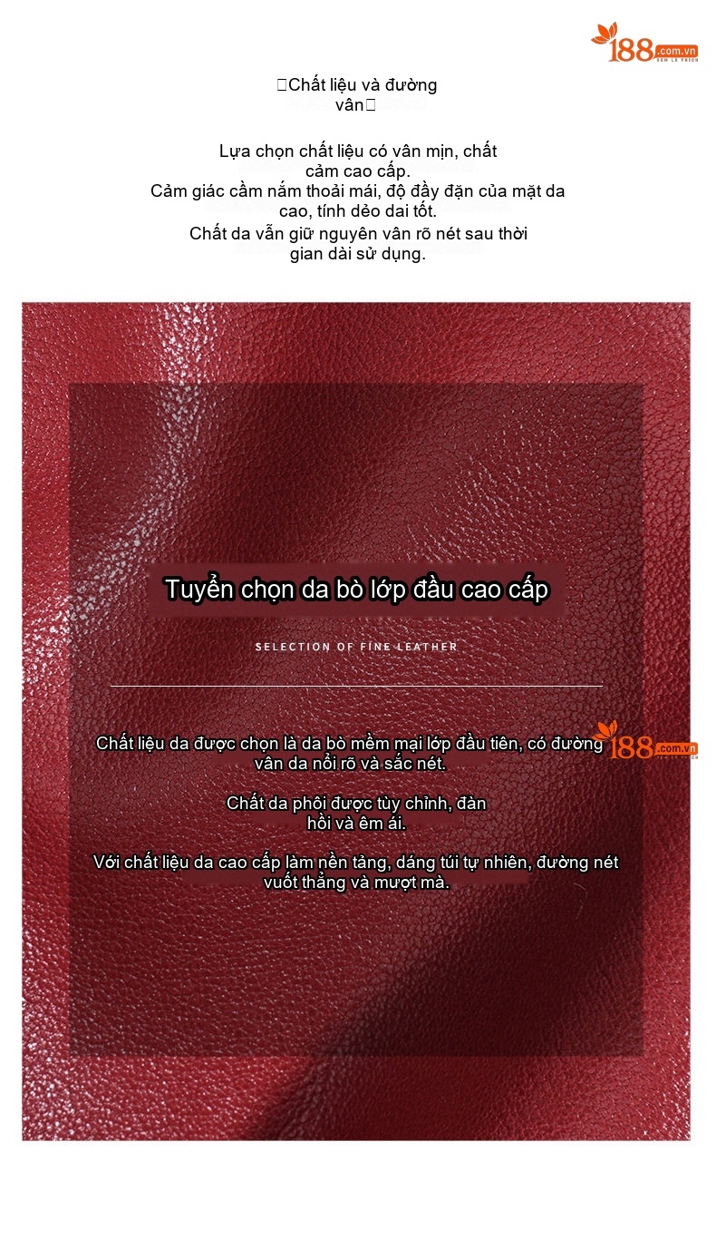 Túi Xách Nữ Da Bò Boston Đeo Vai Hàng Hiệu, Túi Pillow Size Lớn Màu Đỏ, Đen, Nâu chi tiết 8
