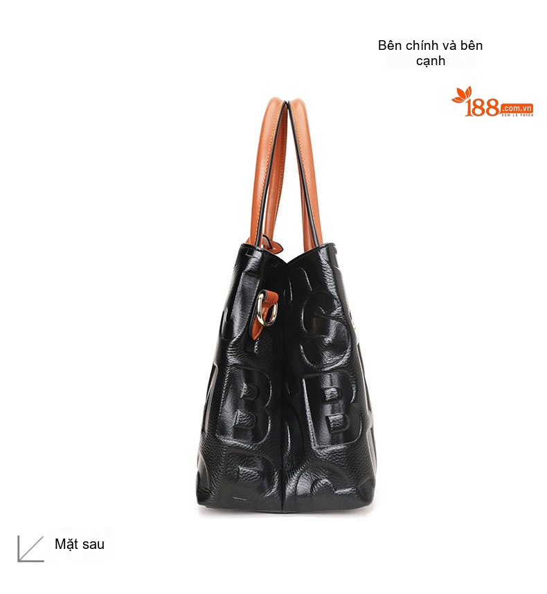 Túi Xách Nữ Da Bò Chữ In Nổi Phong Cách Thời Trang, Túi Đeo Vai, Túi Đeo Chéo Đa Năng Màu Đen, Nâu chi tiết 15