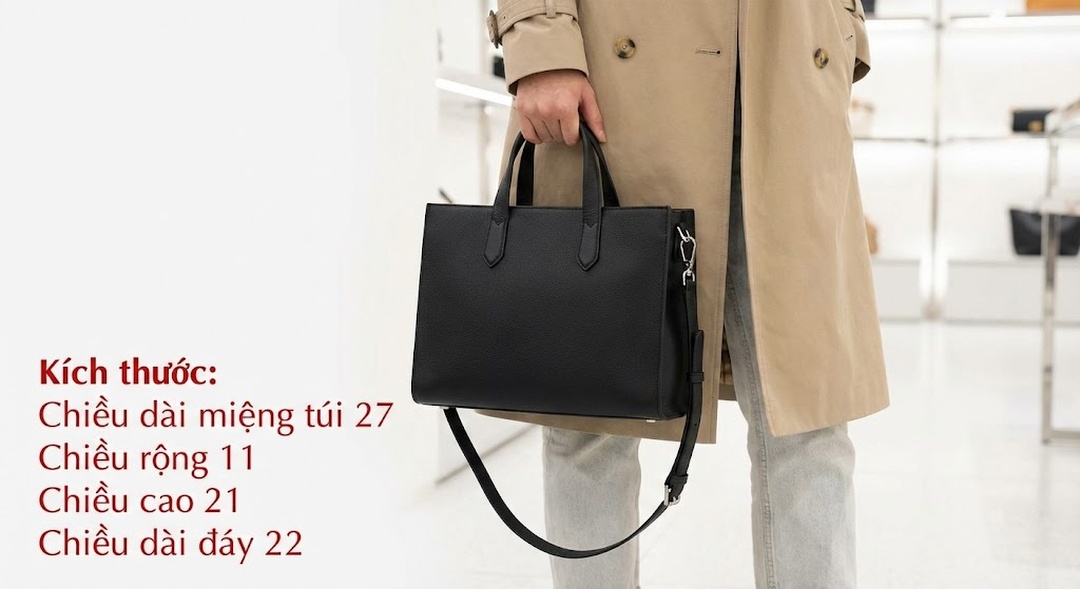Túi Xách Nữ Da Bò Dáng Tote Vintage Đeo Vai Đeo Chéo Màu Đen, Trắng, Nâu chi tiết 1