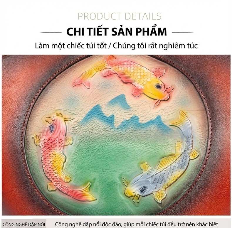 Túi Xách Nữ Da Bò Dáng Tròn Vintage Đeo Vai, Đeo Chéo Màu Nâu chi tiết 9
