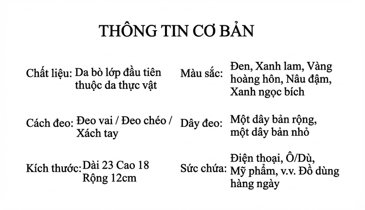 Túi Xách Nữ Da Bò Đeo Vai/Đeo Chéo Dáng Vuông Retro Màu Nâu, Đen, Xanh Dương, Vàng chi tiết 2