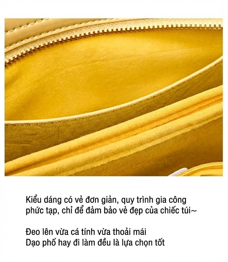 Túi Xách Nữ Da Bò Đeo Vai Đeo Chéo Phong Cách Đơn Giản Màu Đen, Đỏ, Vàng chi tiết 29