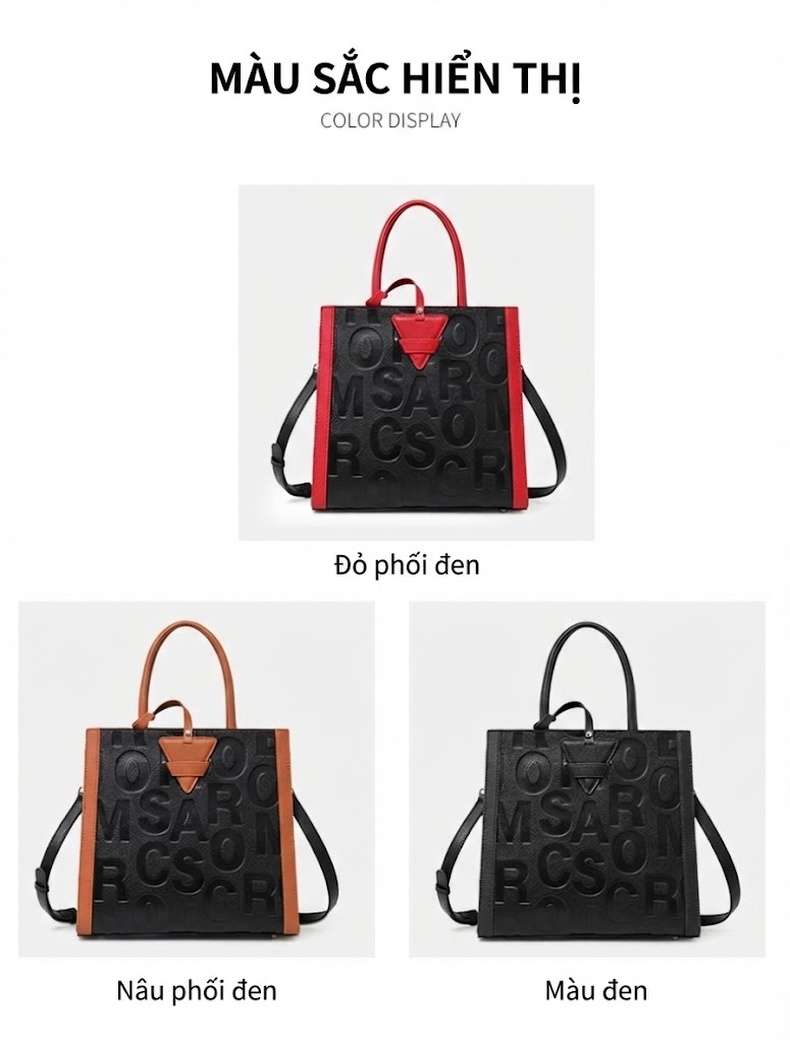 Túi Xách Nữ Da Bò Đeo Vai Đeo Chéo Thời Trang Màu Đen, Nâu, Đỏ chi tiết 4