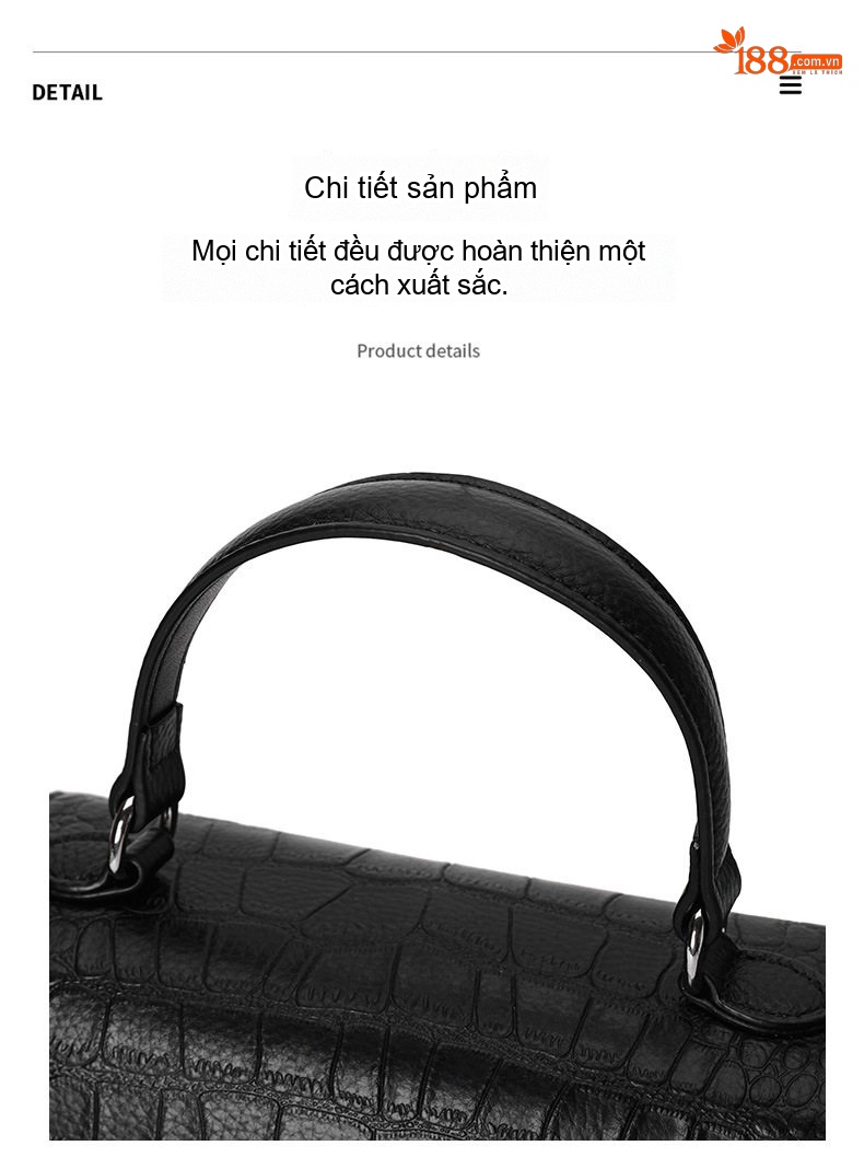 Túi Xách Nữ Da Bò Đeo Vai, Đeo Chéo, Xách Tay Cao Cấp Màu Đen chi tiết 19