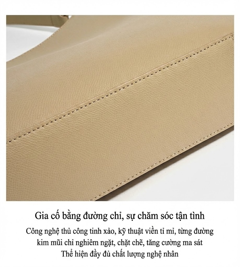 Túi Xách Nữ Da Bò Đeo Vai/Kẹp Nách Đơn Giản Phong Cách Thu Đông Màu Be, Nâu Đỏ chi tiết 12