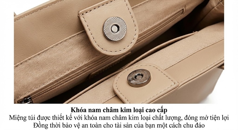 Túi Xách Nữ Da Bò Đeo Vai/Kẹp Nách Đơn Giản Phong Cách Thu Đông Màu Be, Nâu Đỏ chi tiết 13