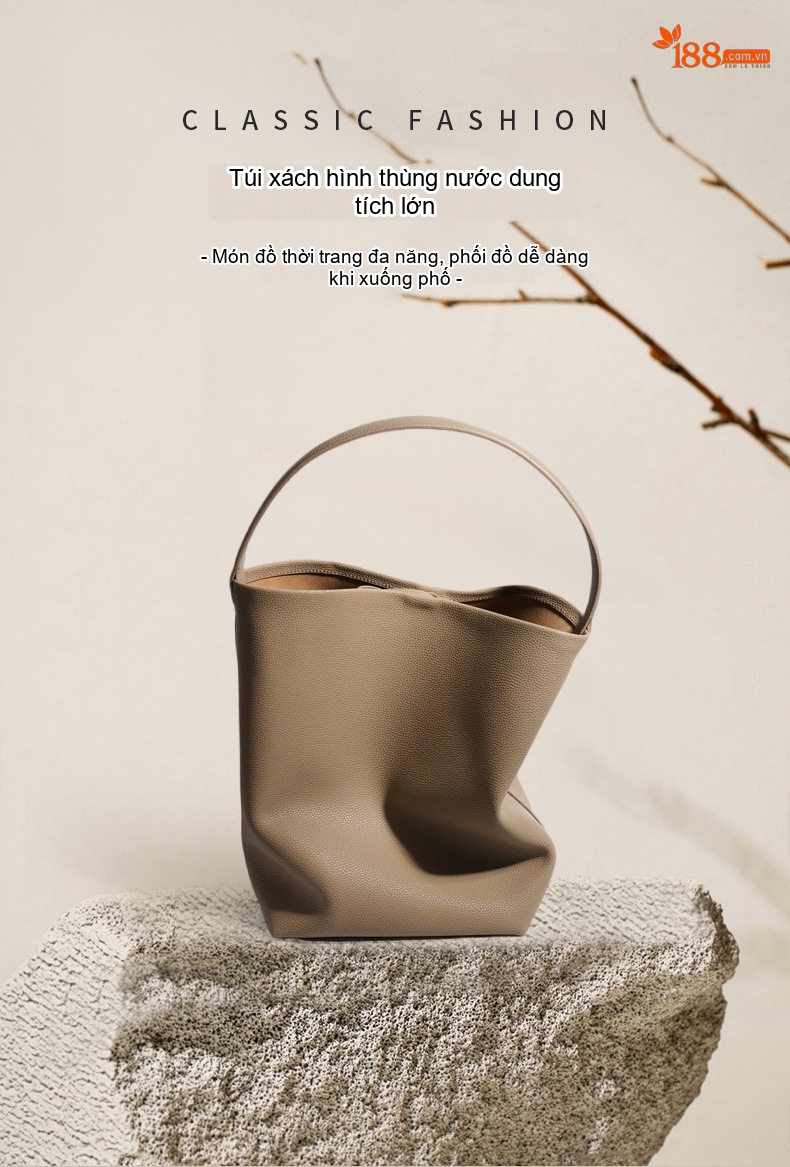 Túi Xách Nữ Da Bò Đeo Vai/Kẹp Nách Kiểu Bucket Lớn Đi Làm Thời Trang chi tiết 1
