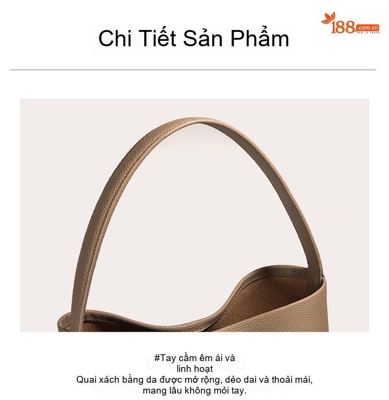 Túi Xách Nữ Da Bò Đeo Vai/Kẹp Nách Kiểu Bucket Lớn Đi Làm Thời Trang chi tiết 6