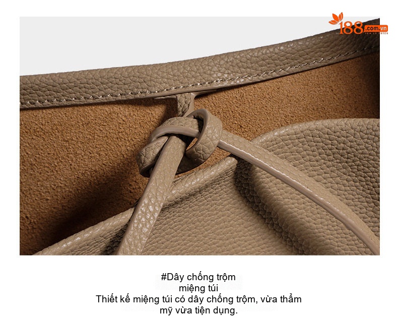 Túi Xách Nữ Da Bò Đeo Vai/Kẹp Nách Kiểu Bucket Lớn Đi Làm Thời Trang chi tiết 7