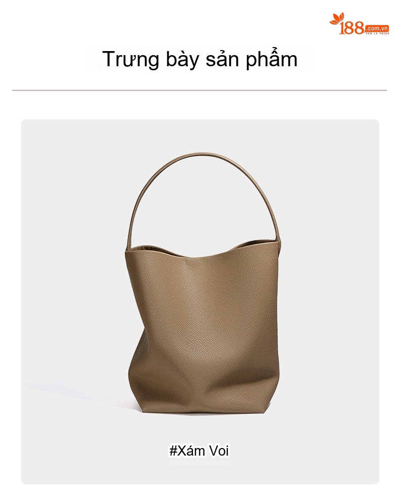 Túi Xách Nữ Da Bò Đeo Vai/Kẹp Nách Kiểu Bucket Lớn Đi Làm Thời Trang chi tiết 17