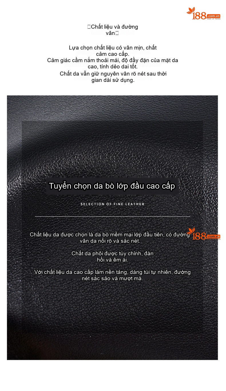Túi Xách Nữ Da Bò Đeo Vai Khóa Gài Hình Hộp Nhỏ Màu Đen chi tiết 10