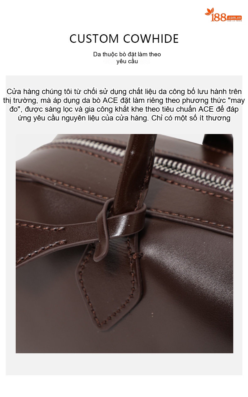 Túi Xách Nữ Da Bò Đeo Vai Thiết Kế Dáng Dài Màu Nâu Đậm chi tiết 6