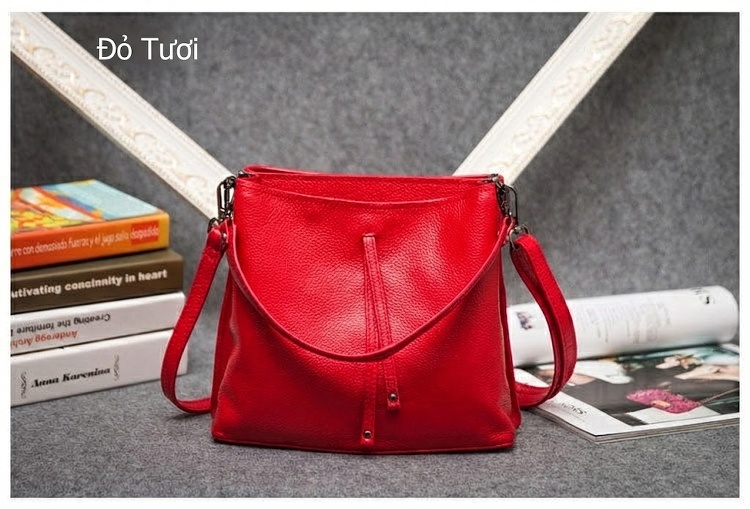 Túi Xách Nữ Da Bò Đeo Vai, Xách Tay, Đeo Chéo Kiểu Bucket Thanh Lịch Màu Đen chi tiết 28