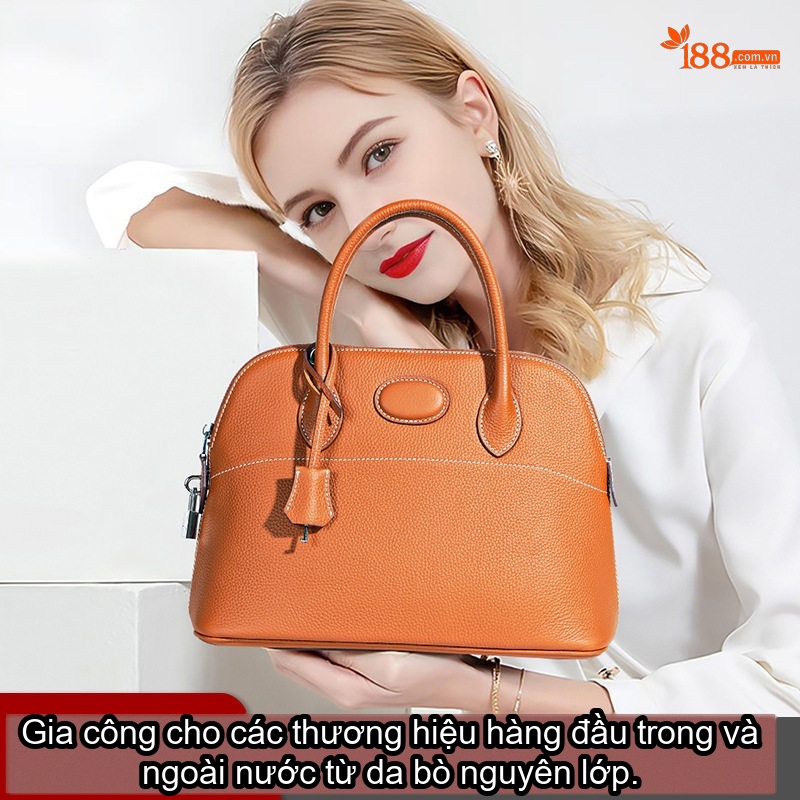 Túi Xách Nữ Da Bò Đeo Vai/Xách Tay Dung Tích Lớn Phong Cách Thời Trang Màu Be, Cam, Xanh Dương