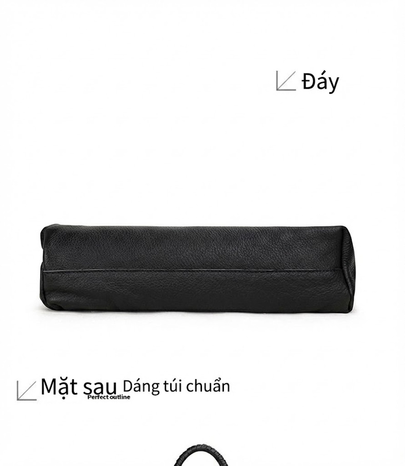 Túi Xách Nữ Da Bò Đeo Vai, Xách Tay, Túi Tote Lớn Màu Đen chi tiết 14