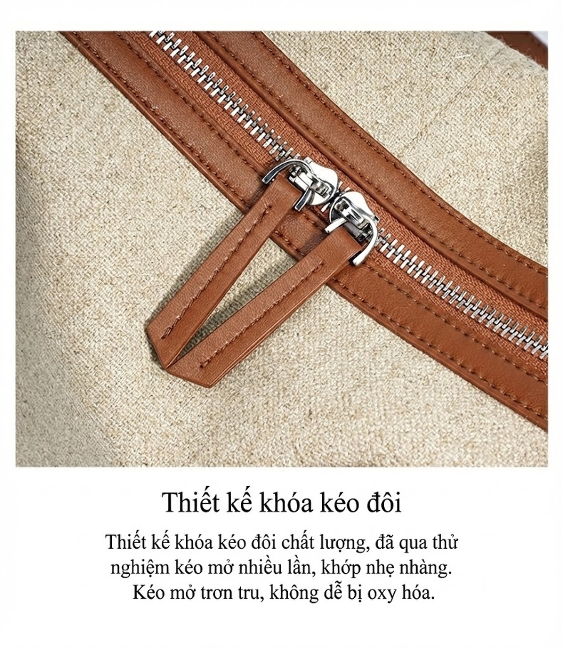 Túi Xách Nữ Da Bò Hai Lớp Retro Cỡ Lớn Đeo Vai, Xách Tay Phong Cách Boston Màu Be, Đen, Nâu chi tiết 13