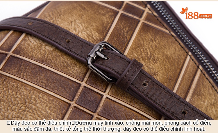 Túi Xách Nữ Da Bò Handbag Đeo Chéo Họa Tiết Retro Màu Đỏ, Vàng, Xám, Nâu... chi tiết 18