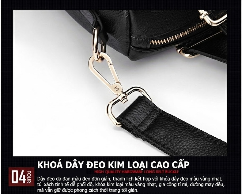 Túi Xách Nữ Da Bò Họa Tiết Da Báo Đeo Vai Đeo Chéo Tay Xách Màu Đen chi tiết 17