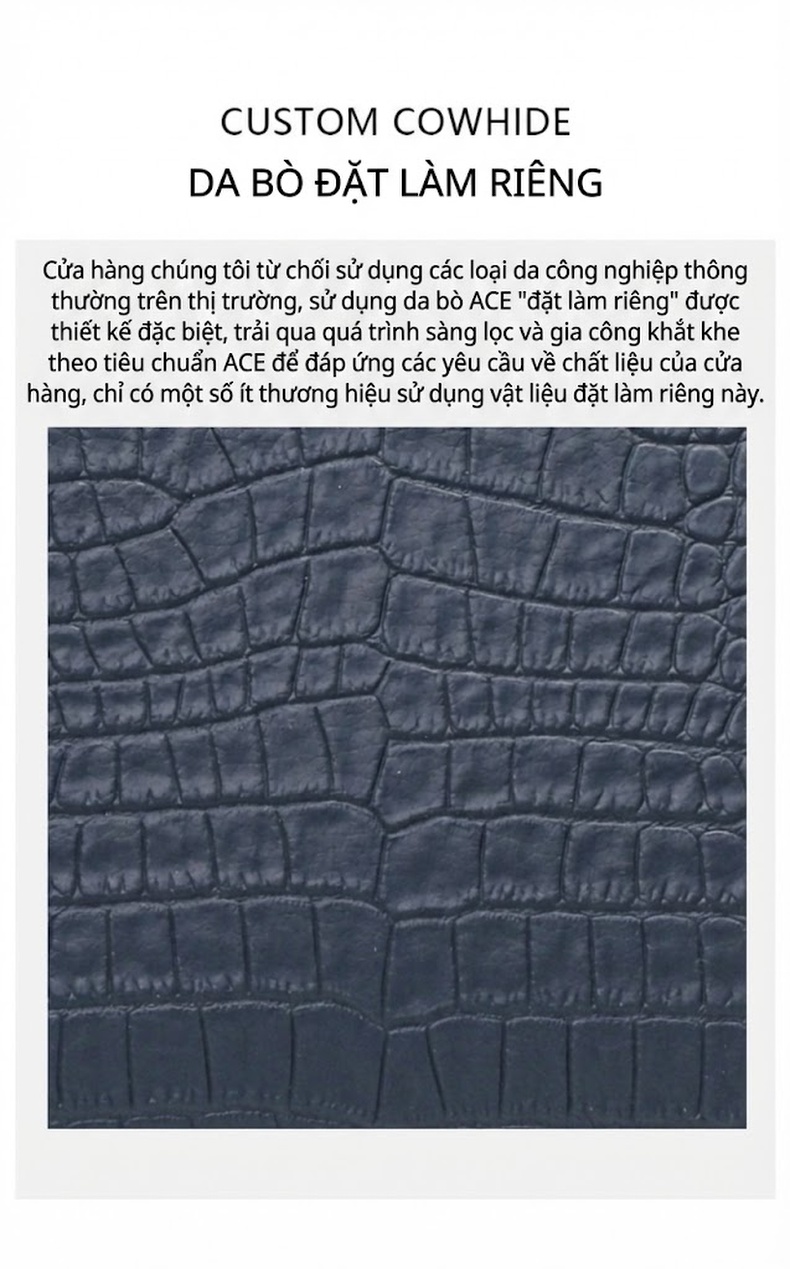 Túi Xách Nữ Da Bò Khóa Cài Họa Tiết Cá Sấu Màu Xanh Dương chi tiết 6