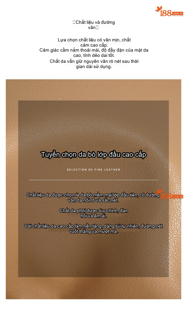 Túi Xách Nữ Da Bò Khóa Gài Đeo Vai/Đeo Chéo Thiết Kế Tối Giản Màu Đen, Kem, Nâu, Nâu Đậm chi tiết 11