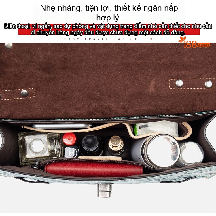 Túi Xách Nữ Da Bò Mini Dáng Hộp Chữ Nhật Đeo Vai, Đeo Chéo Màu Đen, Xanh chi tiết 4