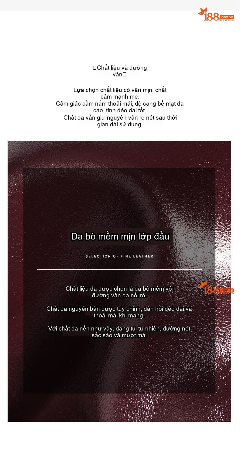 Túi Xách Nữ Da Bò Mini Dây Rút Túi Phúc Bầu Đeo Vai Đeo Chéo Màu Đỏ Rượu Vang, Nâu, Trắng chi tiết 10