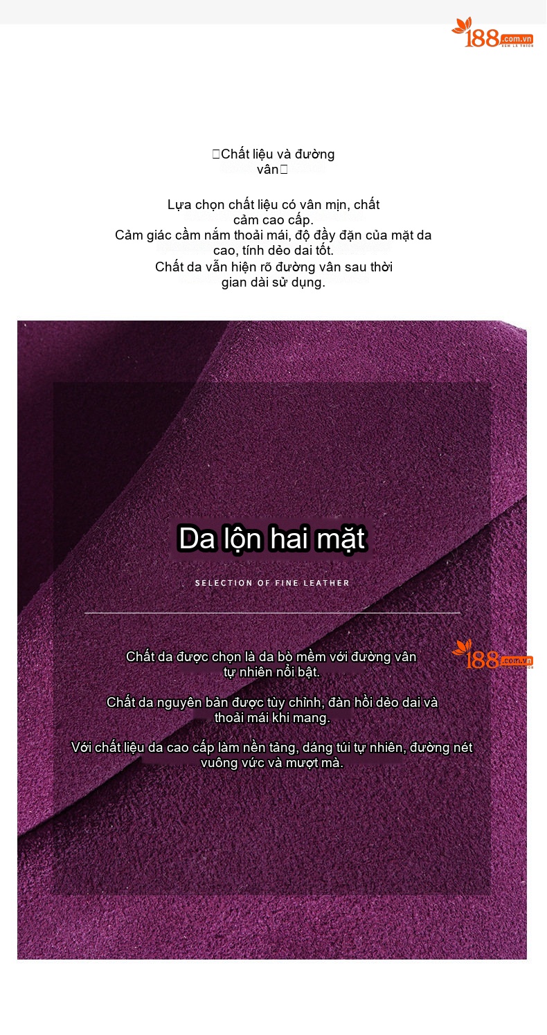 Túi Xách Nữ Da Bò Mờ Đeo Vai/Đeo Chéo Kiểu Dáng Giỏ Sành Điệu Màu Tím, Đen chi tiết 9