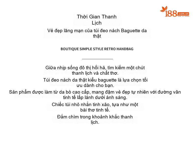 Túi Xách Nữ Da Bò Pháp Baguette Đeo Vai Đeo Chéo Cao Cấp Màu Nâu, Đỏ, Đen... chi tiết 2