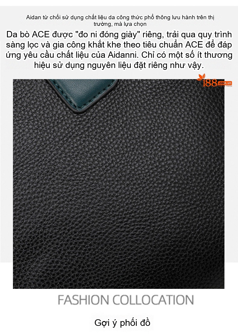Túi Xách Nữ Da Bò Sức Chứa Lớn Đeo Vai, Xách Tay Màu Đen, Xanh Đen chi tiết 8
