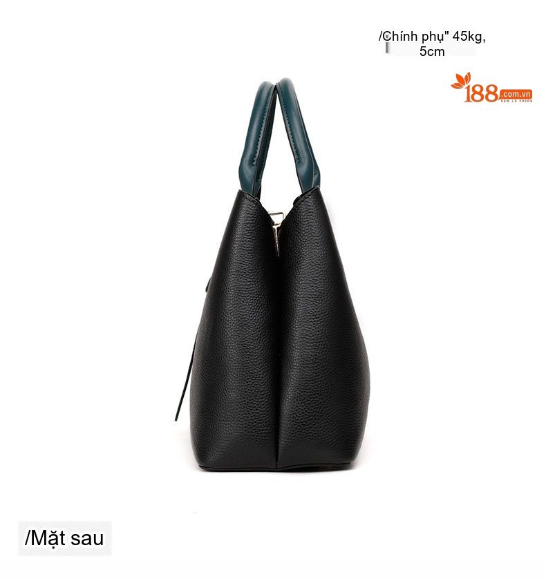 Túi Xách Nữ Da Bò Sức Chứa Lớn Đeo Vai, Xách Tay Màu Đen, Xanh Đen chi tiết 12