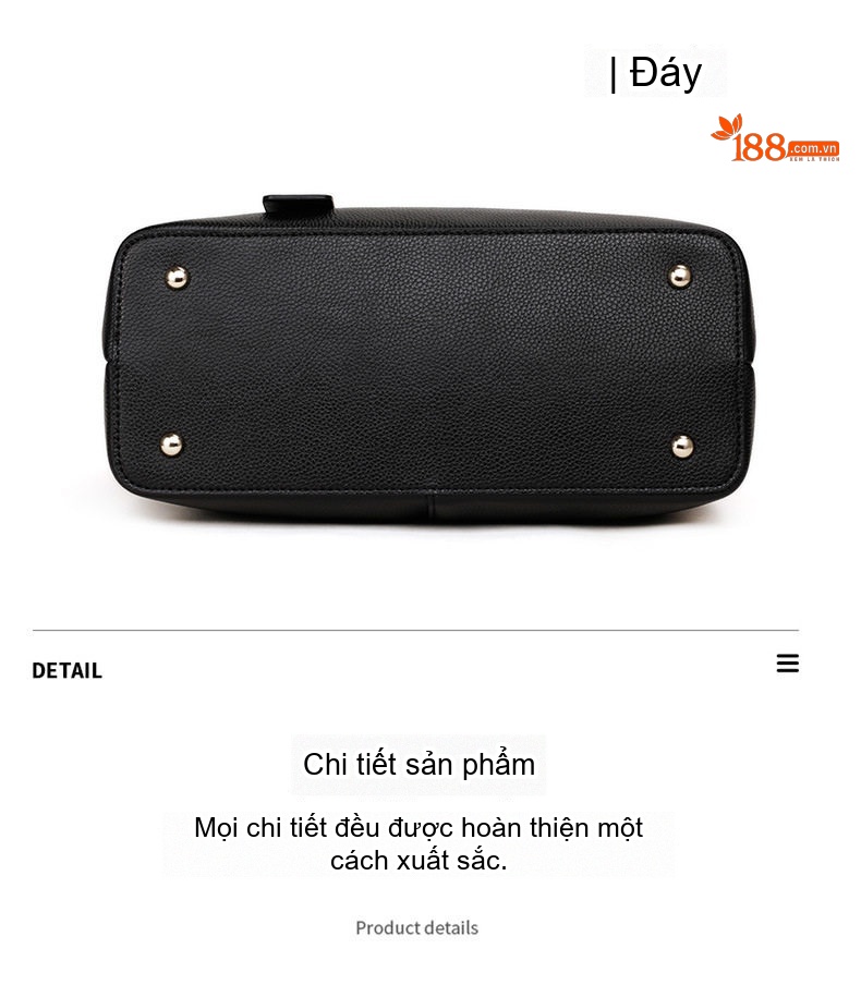 Túi Xách Nữ Da Bò Sức Chứa Lớn Đeo Vai, Xách Tay Màu Đen, Xanh Đen chi tiết 14