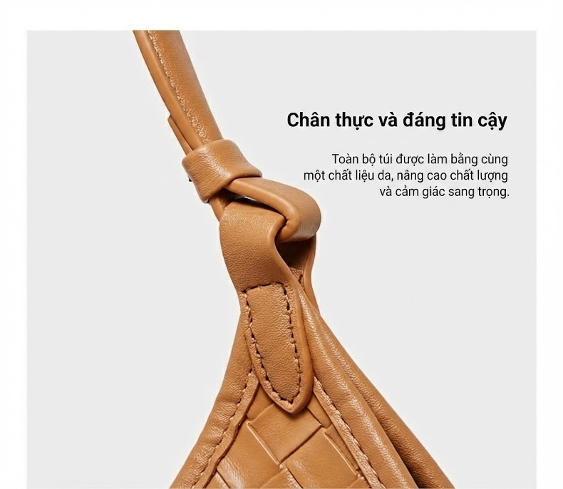 Túi Xách Nữ Da Bò Sức Chứa Lớn Kiểu Đan Dây Thời Trang Đi Làm Màu Đen, Nâu chi tiết 4