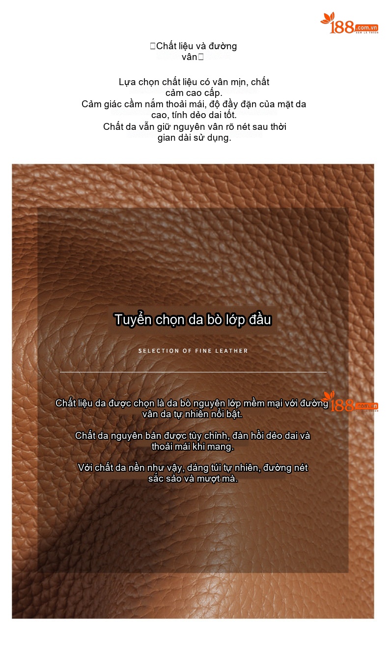 Túi Xách Nữ Da Bò Thật Dáng Bucket Tote Đeo Chéo Đựng Vừa A4 Màu Nâu, Nâu Đậm, Kem... chi tiết 10