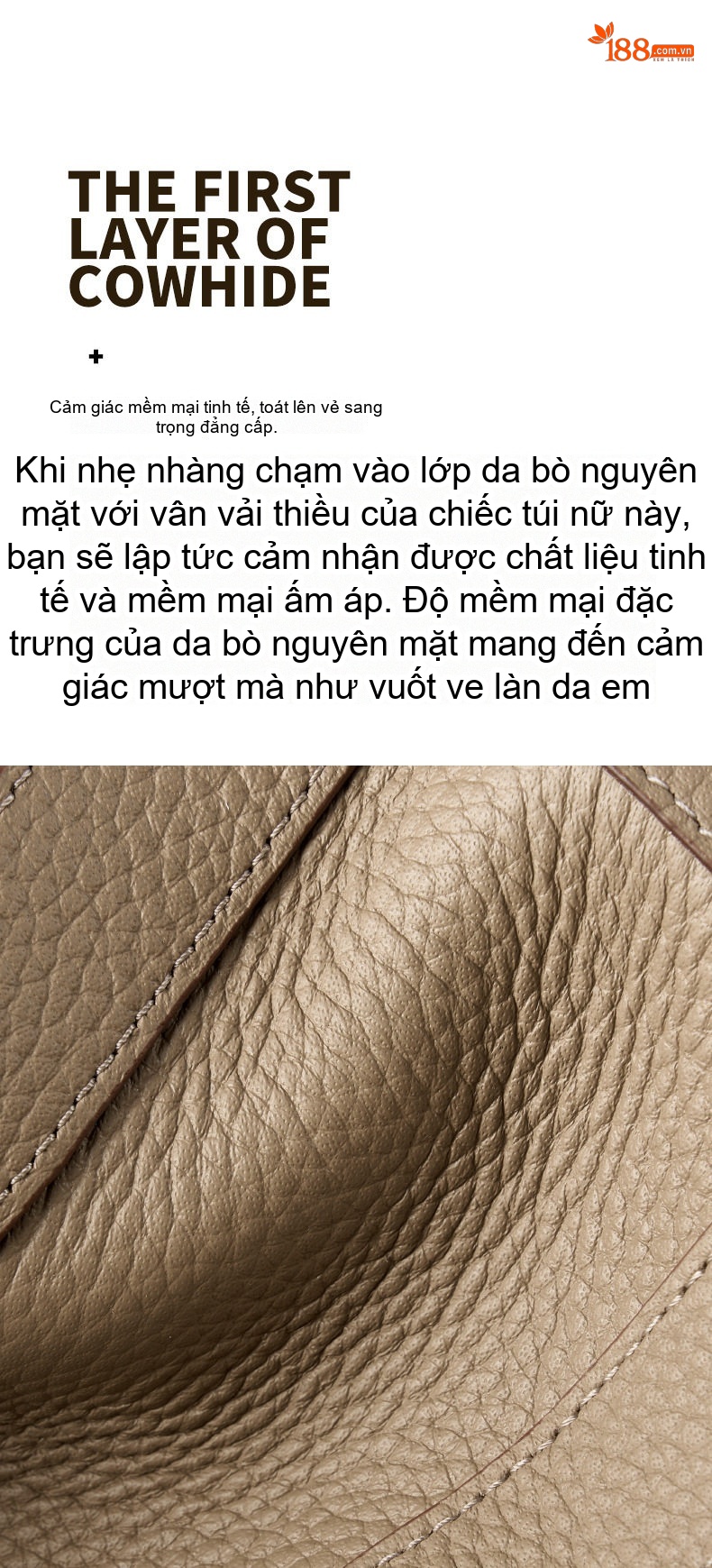 Túi Xách Nữ Da Bò Thật Dáng Túi Hộp Thời Trang Màu Đen, Kem, Nâu chi tiết 5