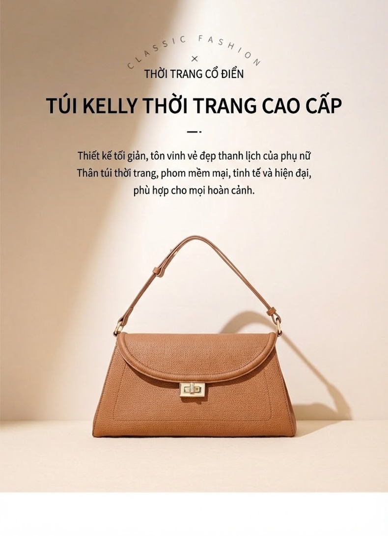 Túi Xách Nữ Da Bò Thật Mini Cầm Tay Đeo Vai Đeo Chéo Cao Cấp Màu Nâu, Xám, Đen chi tiết 1