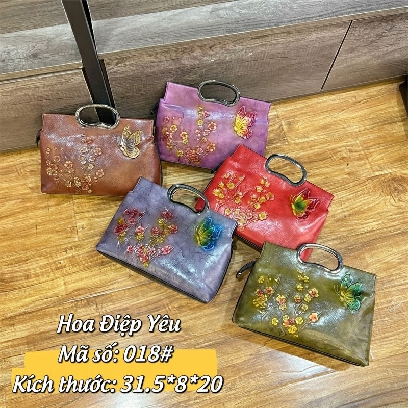 Túi Xách Nữ Da Bò Thật Vintage Đeo Chéo, Xách Tay Màu Nâu Đỏ, Nâu chi tiết 5