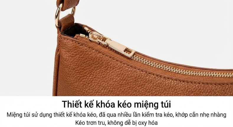 Túi Xách Nữ Da Bò Thiết Kế Độc Đáo Phong Cách Retro Cổ Điển Đeo Vai, Xách Tay Màu Nâu chi tiết 13