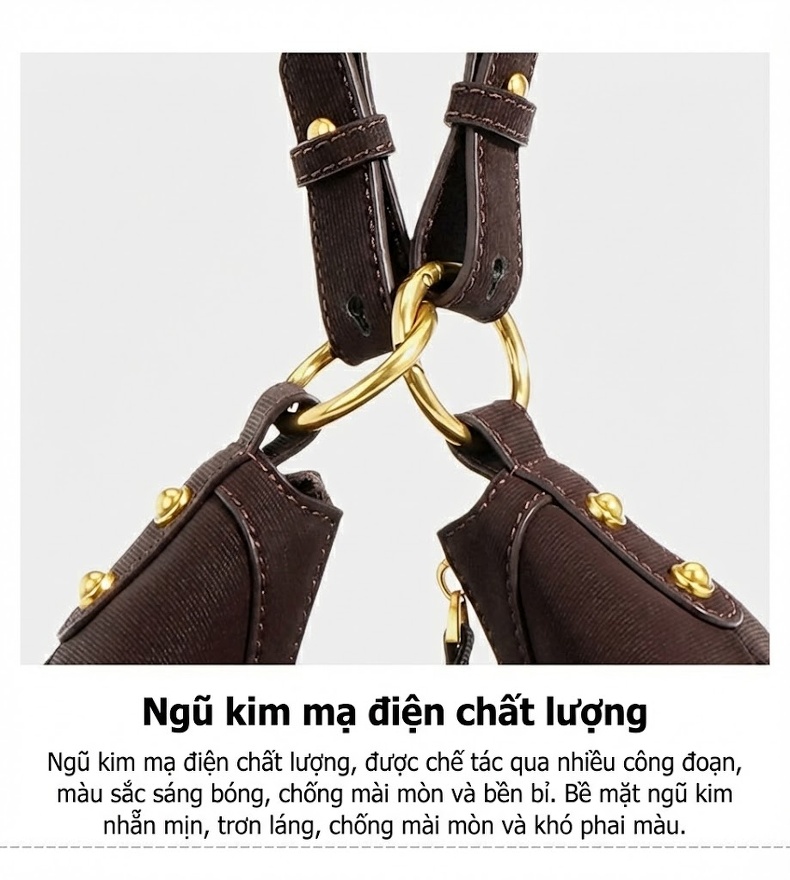 Túi Xách Nữ Da Bò Thiết Kế Độc Đáo Phong Cách Retro Cổ Điển Đeo Vai, Xách Tay Màu Nâu chi tiết 12