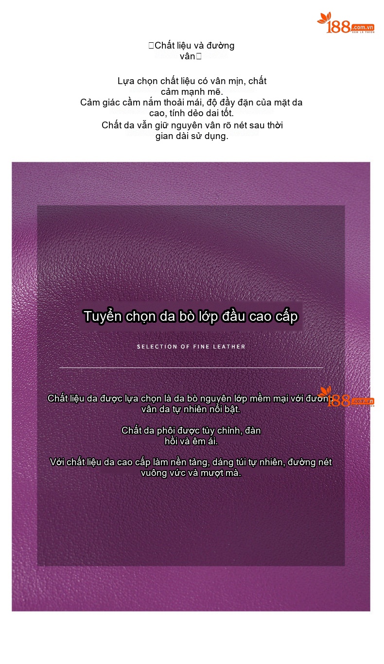 Túi Xách Nữ Da Bò Thiết Kế Tiểu Thư Hàn Quốc Kiểu Trăng Lưỡi Liềm Đeo Vai, Đeo Chéo Màu Tím, Đen chi tiết 12