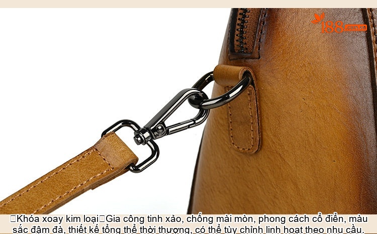 Túi Xách Nữ Da Bò Thủ Công Cầm Tay Dáng Gối Màu Nâu, Đen, Xanh Lá, Vàng... chi tiết 14