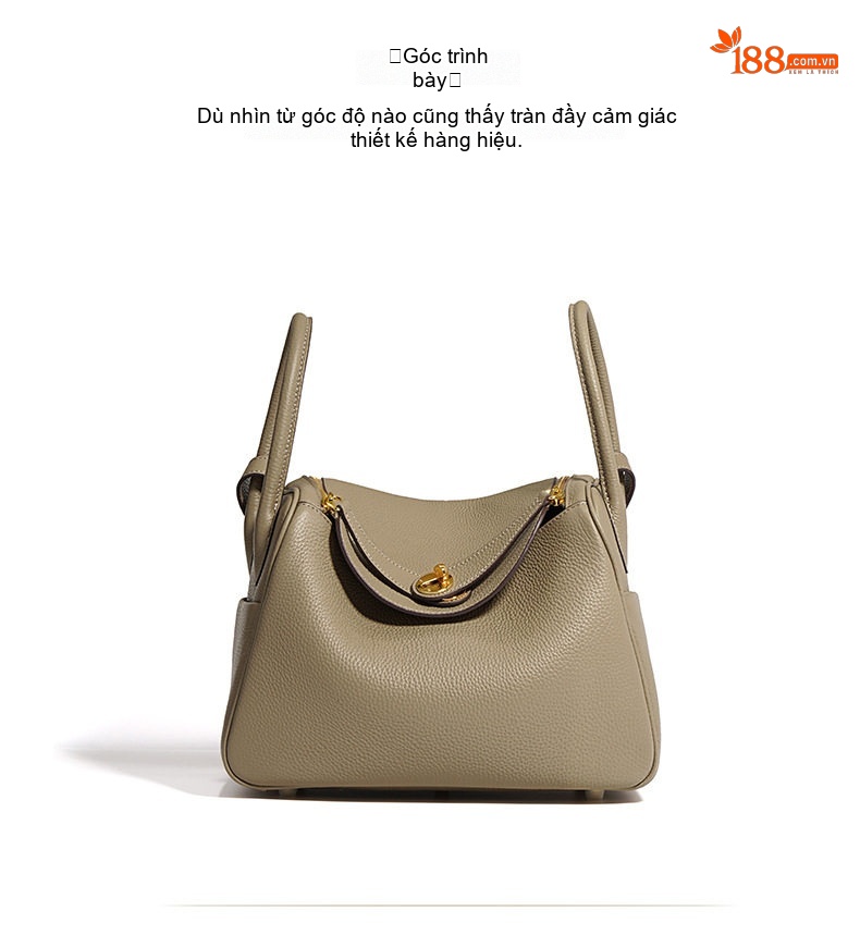 Túi Xách Nữ Da Bò Togo Dáng Lindy Size 14cm Màu Xám chi tiết 5