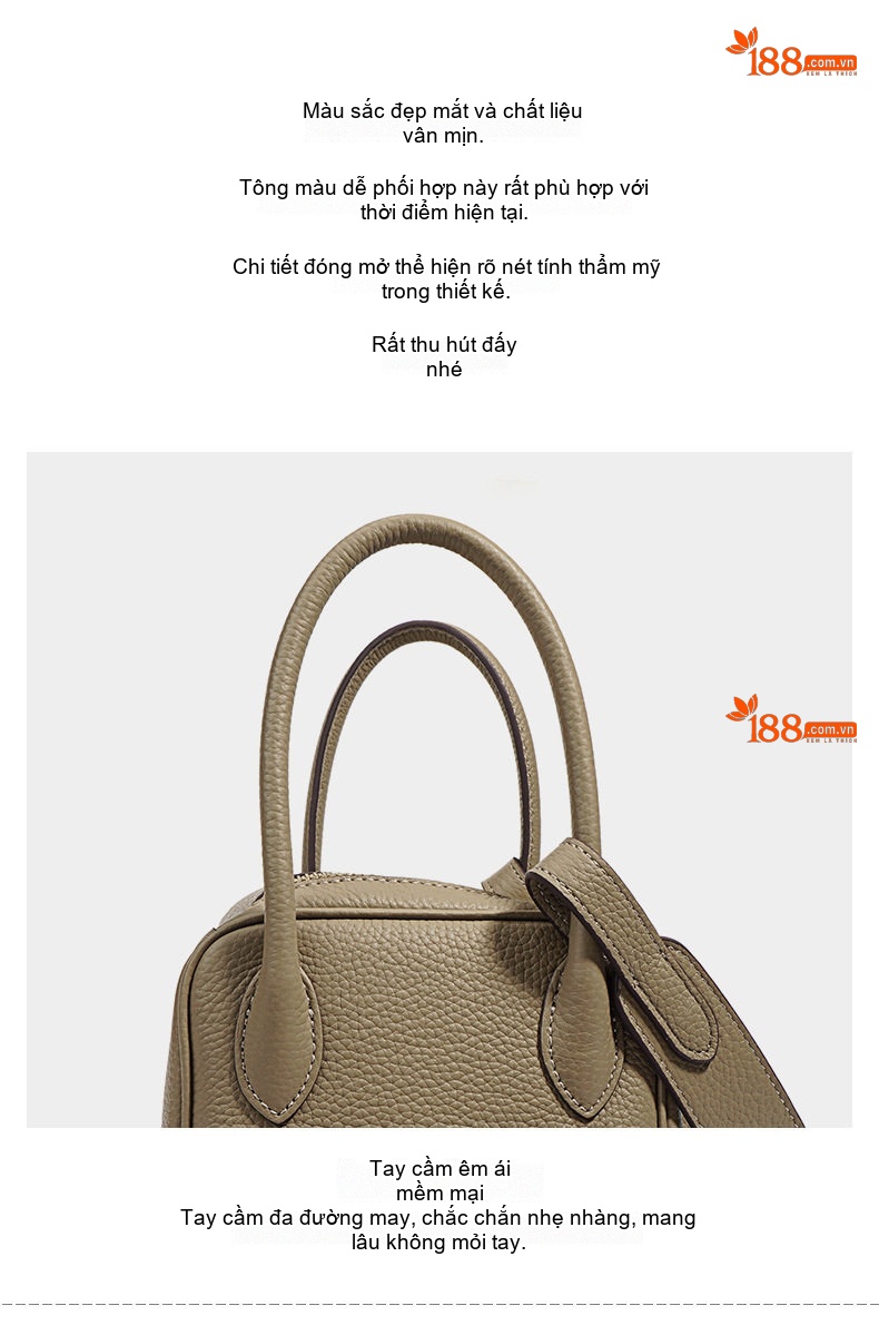 Túi Xách Nữ Da Bò Togo Dáng Lindy Size 14cm Màu Xám chi tiết 3