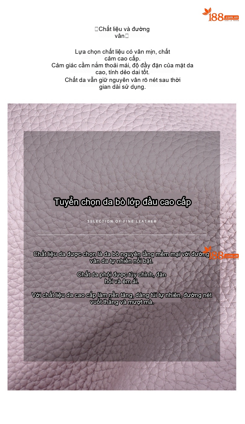 Túi Xách Nữ Da Bò Togo Thiết Kế Tối Giản Đeo Vai, Xách Tay Màu Tím, Xám, Trắng Kem chi tiết 9
